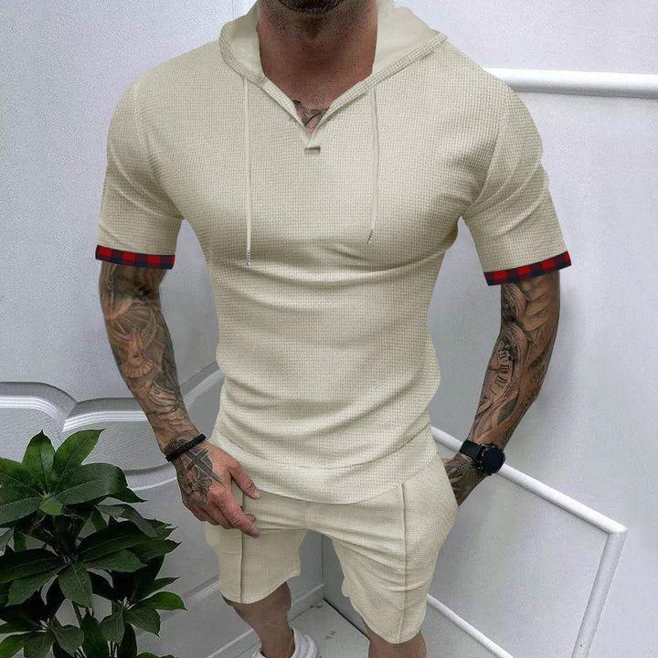 Herren modisches Sportensemble mit kurzer Hose und Kapuzenoberteil Drune