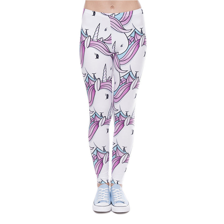Damen Leggings mit Einhorn-Print, Verlaufsmuster und hohem Komfortbund Drune