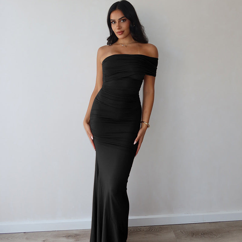 Damen Elegantes Maxikleid mit raffinierter Drapierung Drune