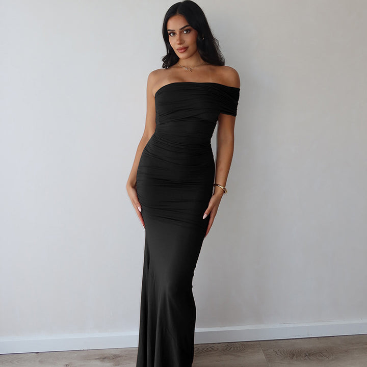 Damen Elegantes Maxikleid mit raffinierter Drapierung Drune