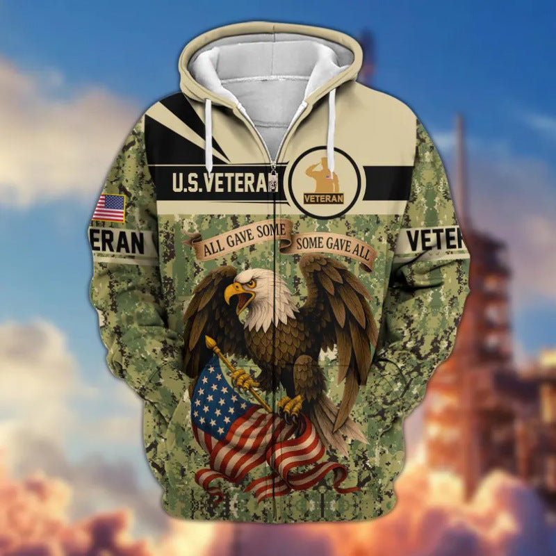 Herren Kapuzensweater mit amerikanischem Veteranenmotiv Drune