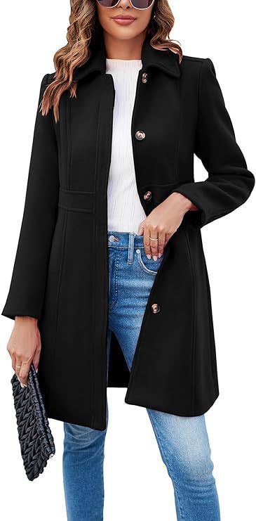 Damen klassischer Wollmantel mit modischem Schnitt und funktionalen Details Drune