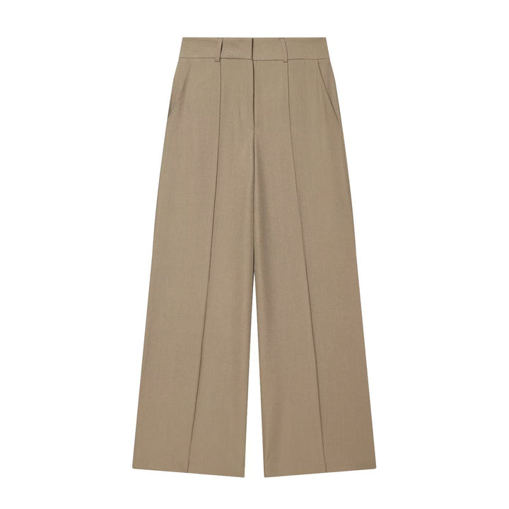 Damen Weite High‑Waist-Hose mit markanter Bügelfalte und Bundfalten Drune