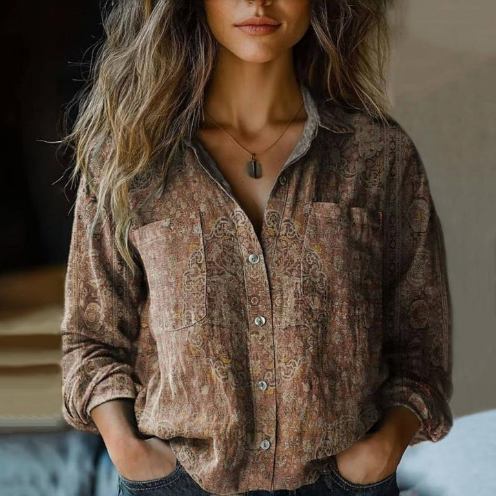 Damen Modische Bluse mit Paisleymuster Drune