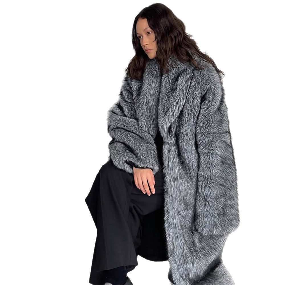 Damen Oversized Kunstfellmantel Drune
