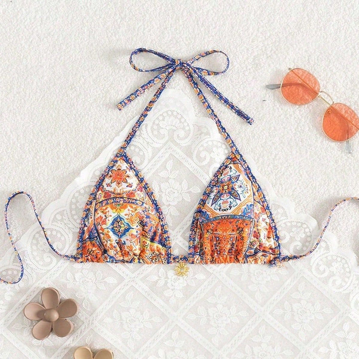Damen Triangel-Bikini mit floralem Muster und raffinierten Details Drune