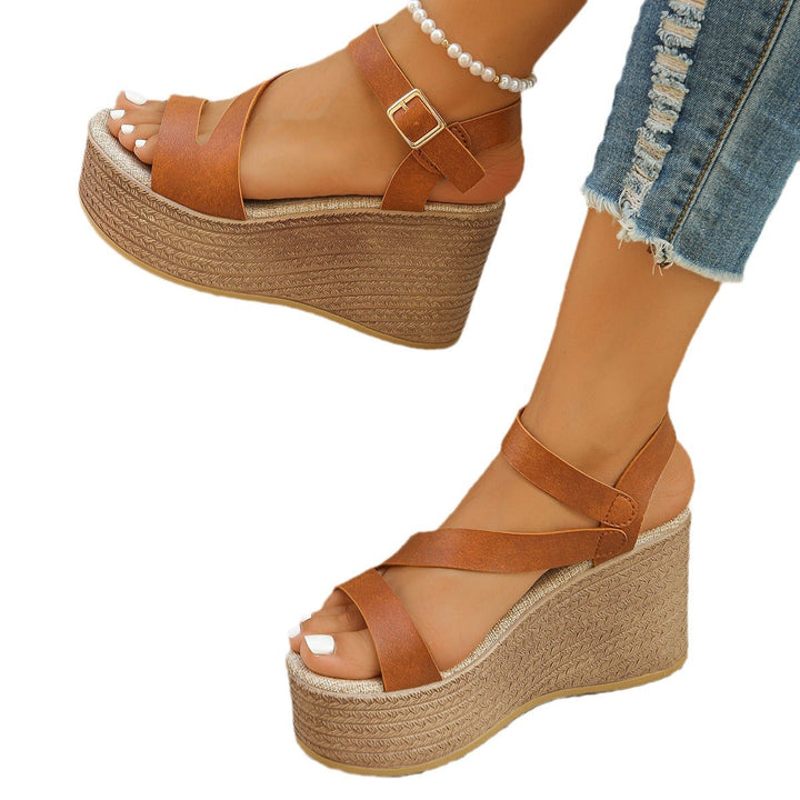 Damen elegante Plateau-Sandalen mit verstellbarem Riemen und komfortablem Fußbett Drune