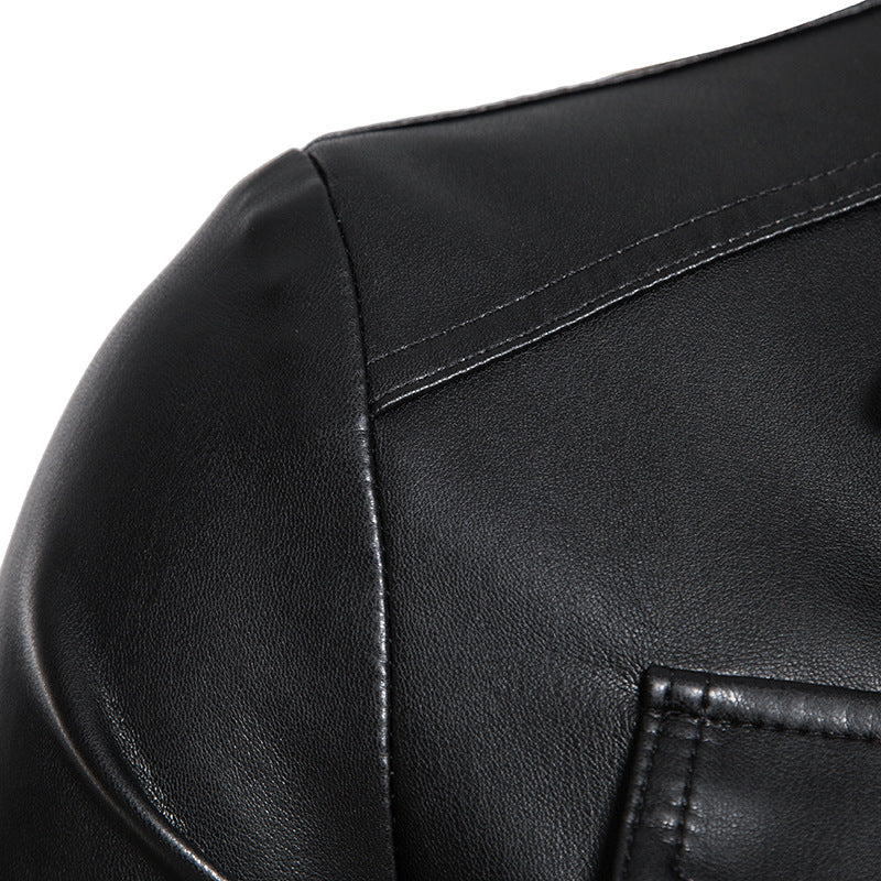 Herren Field-Jacke in glatter Lederoptik mit Pattentaschen und schlanker Passform Drune
