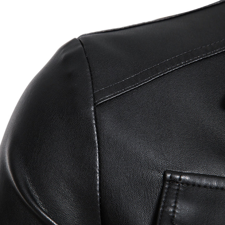 Herren Field-Jacke in glatter Lederoptik mit Pattentaschen und schlanker Passform Drune