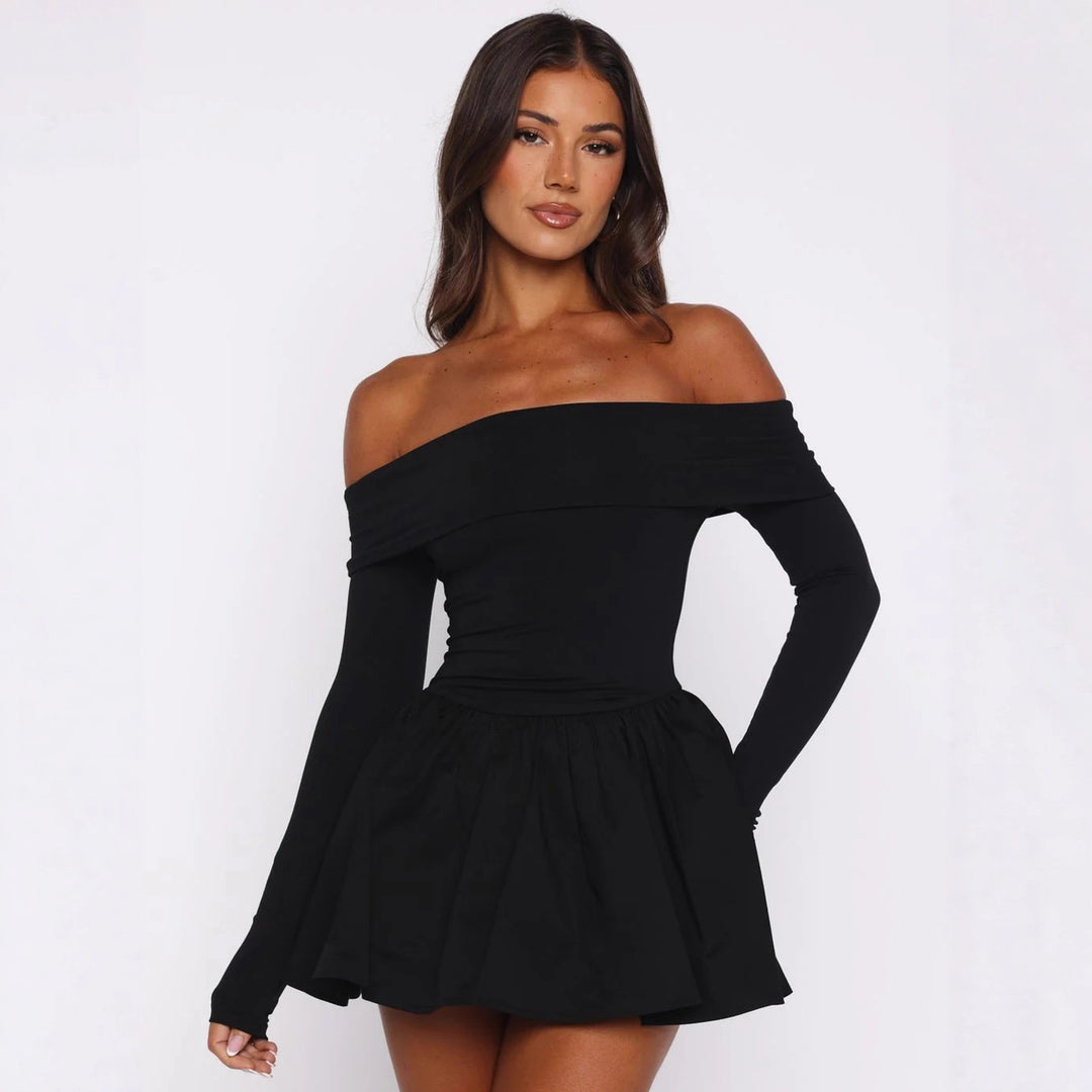 Damen Off-Shoulder Kleid Drune