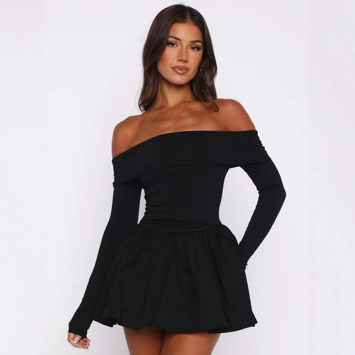 Damen Off-Shoulder Kleid Drune