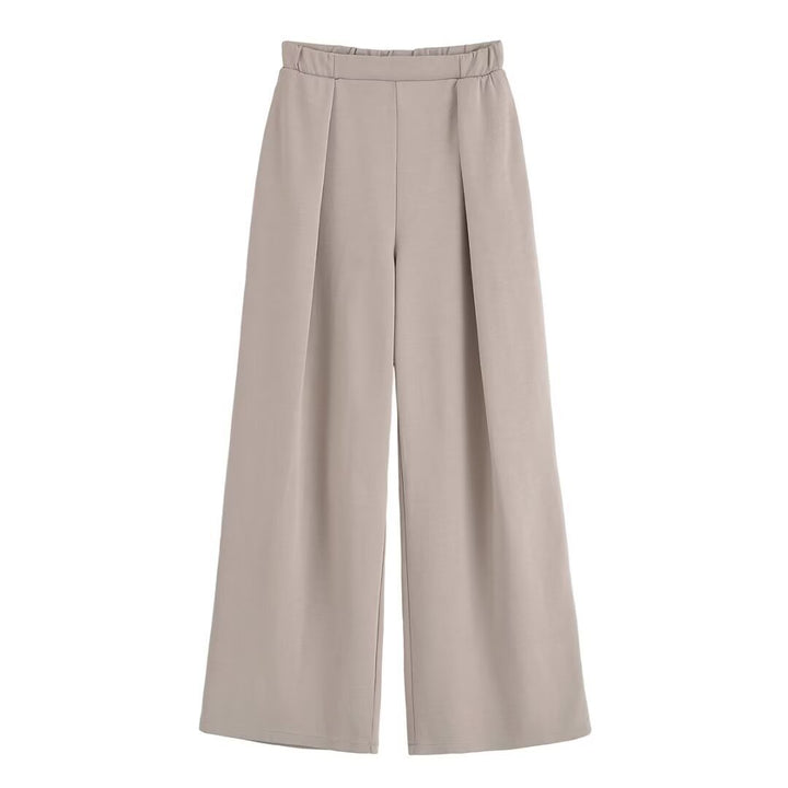 Damen 50+ weite High‑Waist Palazzo‑Hose mit elastischem Bund und Frontfalten Drune