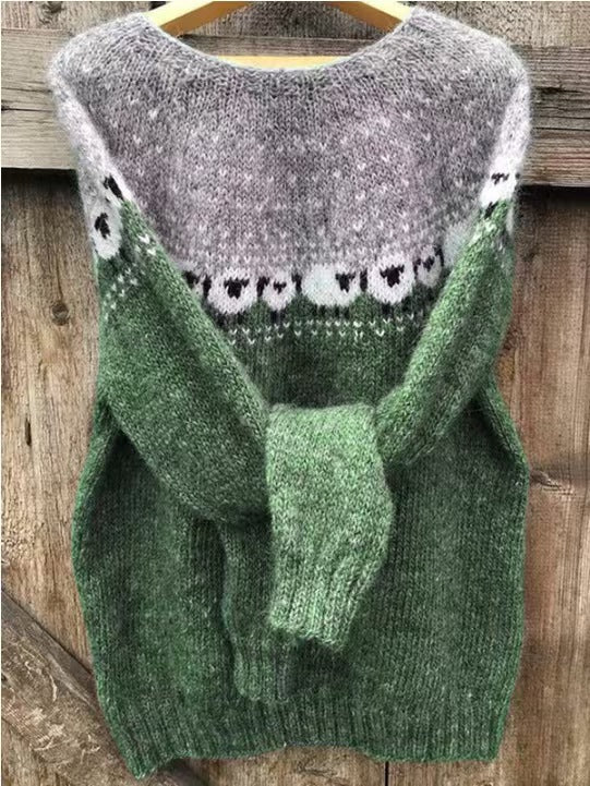 Damen nan Norwegerpullover aus Wollmix mit Rundhalsausschnitt und traditionellem Fair-Isle-Yoke Drune