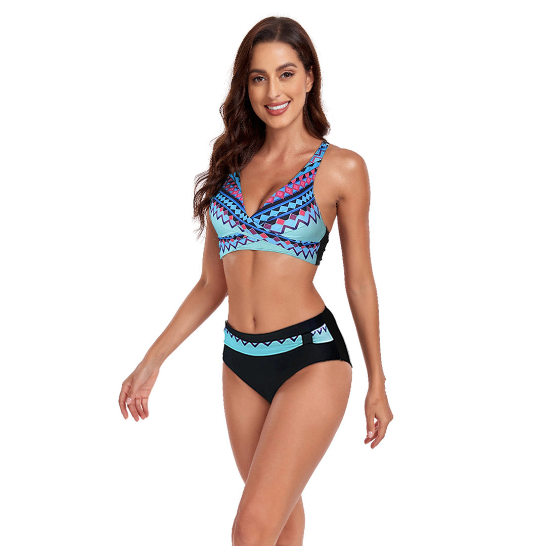 Damen Sportliches Bikini-Set mit trendigem Schnitt und modernem Grafikdesign Drune