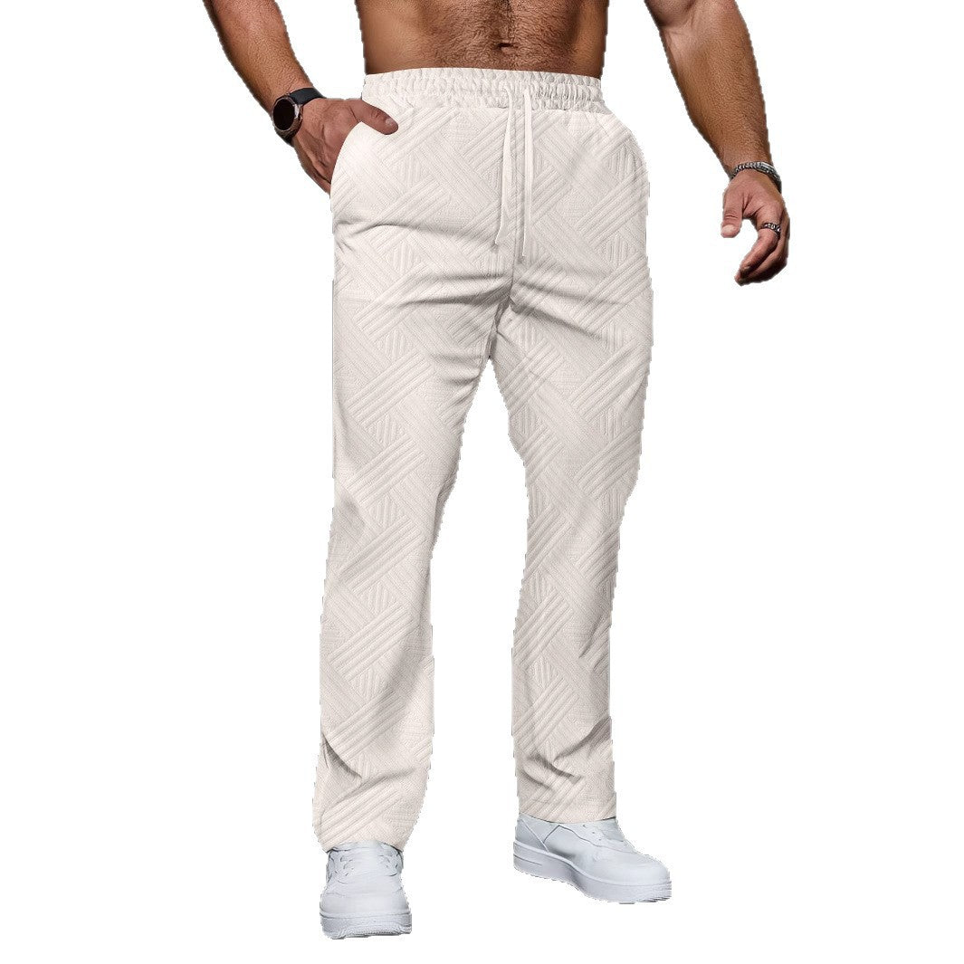 Herren nan strukturierte Relax-Jogginghose mit geometrischem Jacquard, elastischem Tunnelzug und geradem Bein Drune