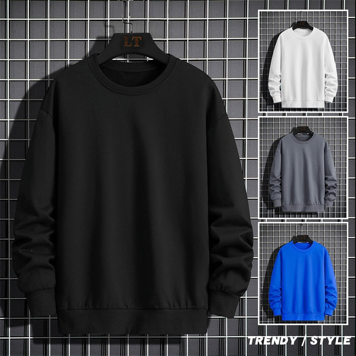 Herren Schlichtes Oversize Rundhals‑Sweatshirt aus schwerer Baumwollmischung mit gerippten Bündchen Drune