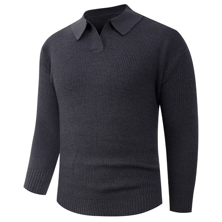 Herren Feines Strick-Poloshirt mit Hemdkragen und geripptem Saum Drune