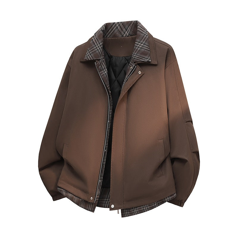 Herren Modische Doppeljacke mit Plüsch Innenfutter Drune