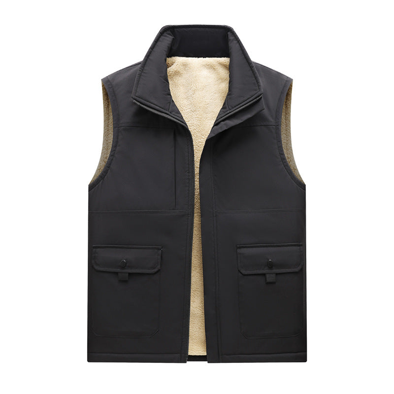 Herren Gefütterte Outdoor‑Utilityweste mit Teddy‑Inlay und Frontklappentaschen Drune