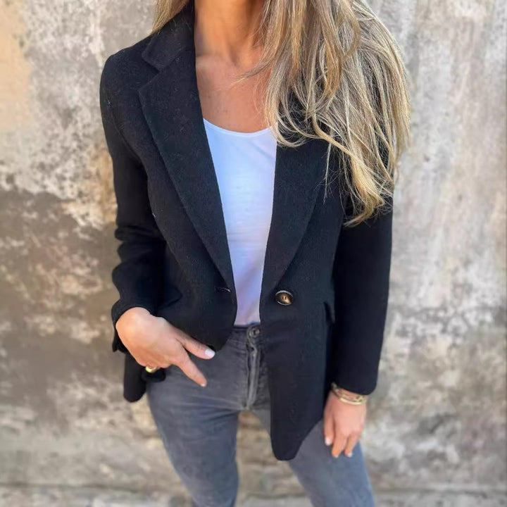 Damen elegante Oversized Blazerjacke mit tiefem Ausschnitt Drune