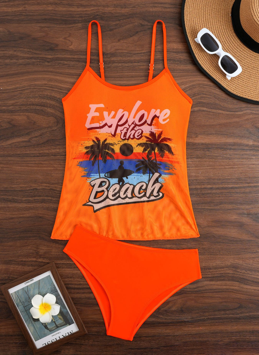 Damen Sportliches Tankini-Set mit trendigem Druck Drune