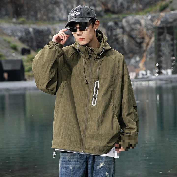 Herren Atmungsaktive Kapuzen-Fieldjacke mit verstaubarer Kapuze und reflektierendem Brustreißverschluss Drune