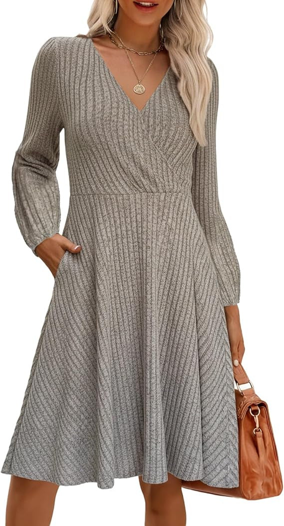 Damen elegantes Viskose-Minikleid mit strukturiertem Oberteil und voluminösen Ärmeln Drune
