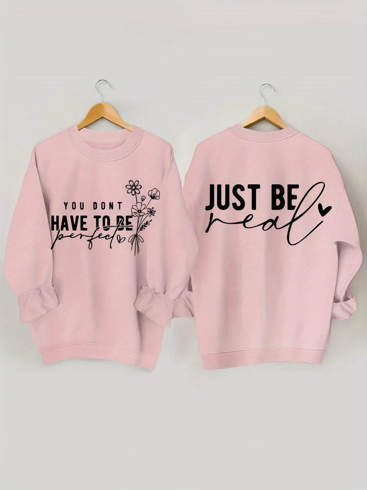 Damen lässiger Pullover mit inspirierenden Botschaften Drune