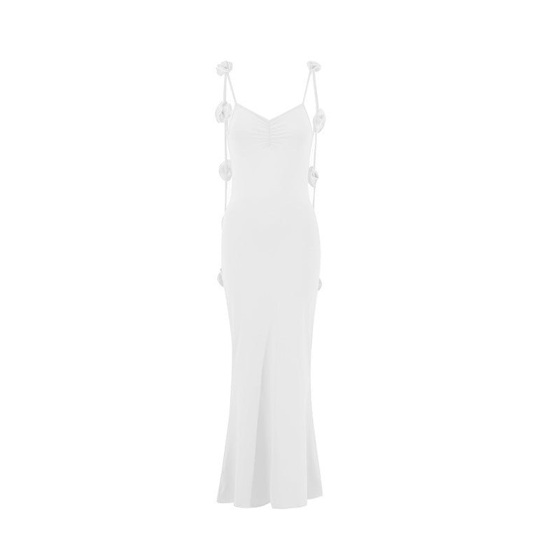 Damen Elegantes Maxikleid mit einzigartigen Rüschenträgern Drune