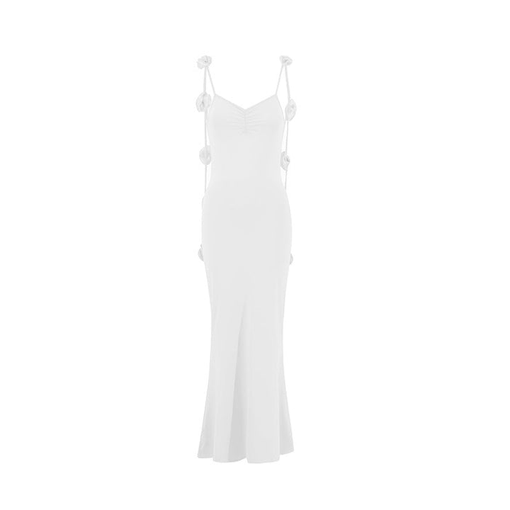 Damen Elegantes Maxikleid mit einzigartigen Rüschenträgern Drune