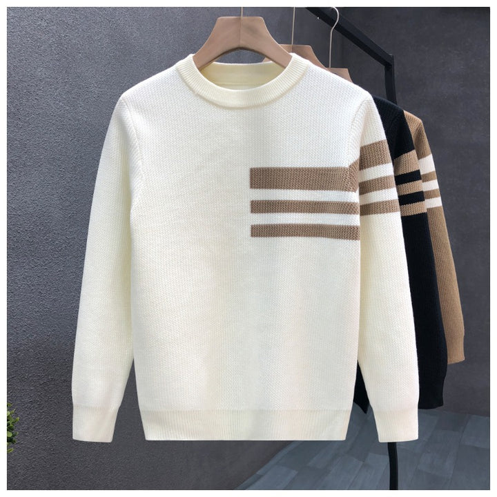 Herren modischer Strickpullover mit sportlichen Streifen Drune