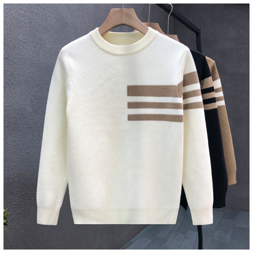 Herren modischer Strickpullover mit sportlichen Streifen Drune
