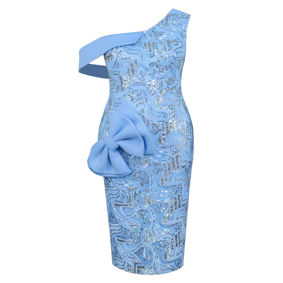 Damen Elegantes Cocktailkleid mit asymmetrischem Design und glitzernden Akzenten Drune