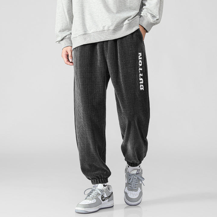 Herren Weiche Cord-Jogginghose im Relaxed-Fit mit elastischem Bund und Bündchen Drune