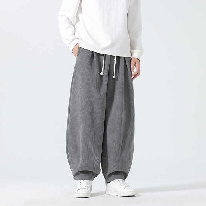 Herren Ballon‑Cordhose mit hoher Leibhöhe, Kordelzug und Faltenlegung Drune
