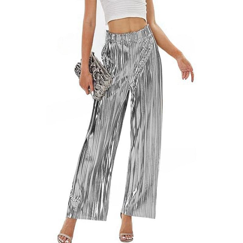 Damen Elegante Plisseehose mit elastischem Bund Drune