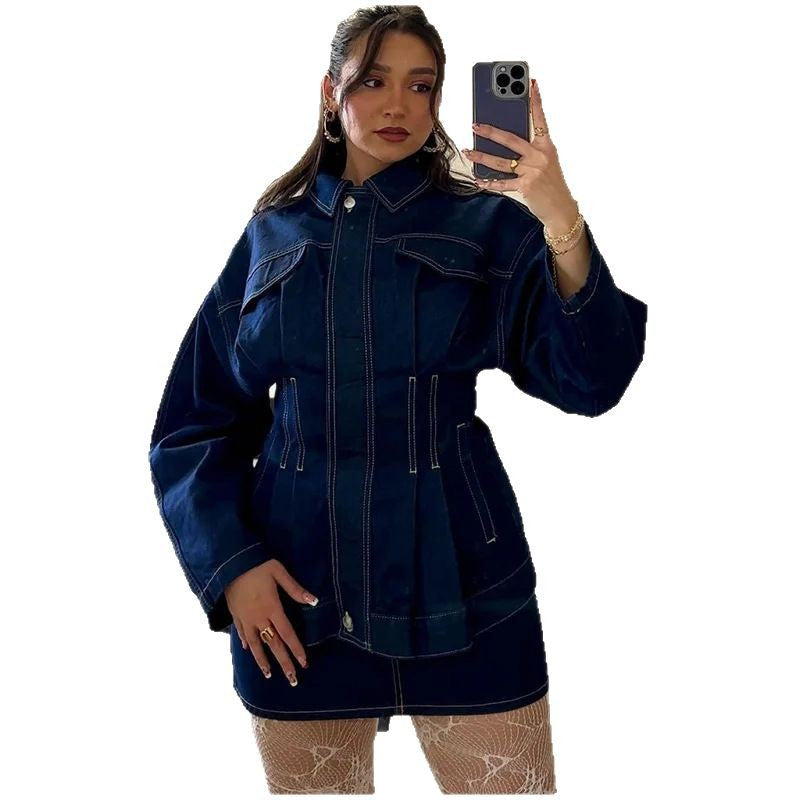 Damen modische Denim-Jacke Drune