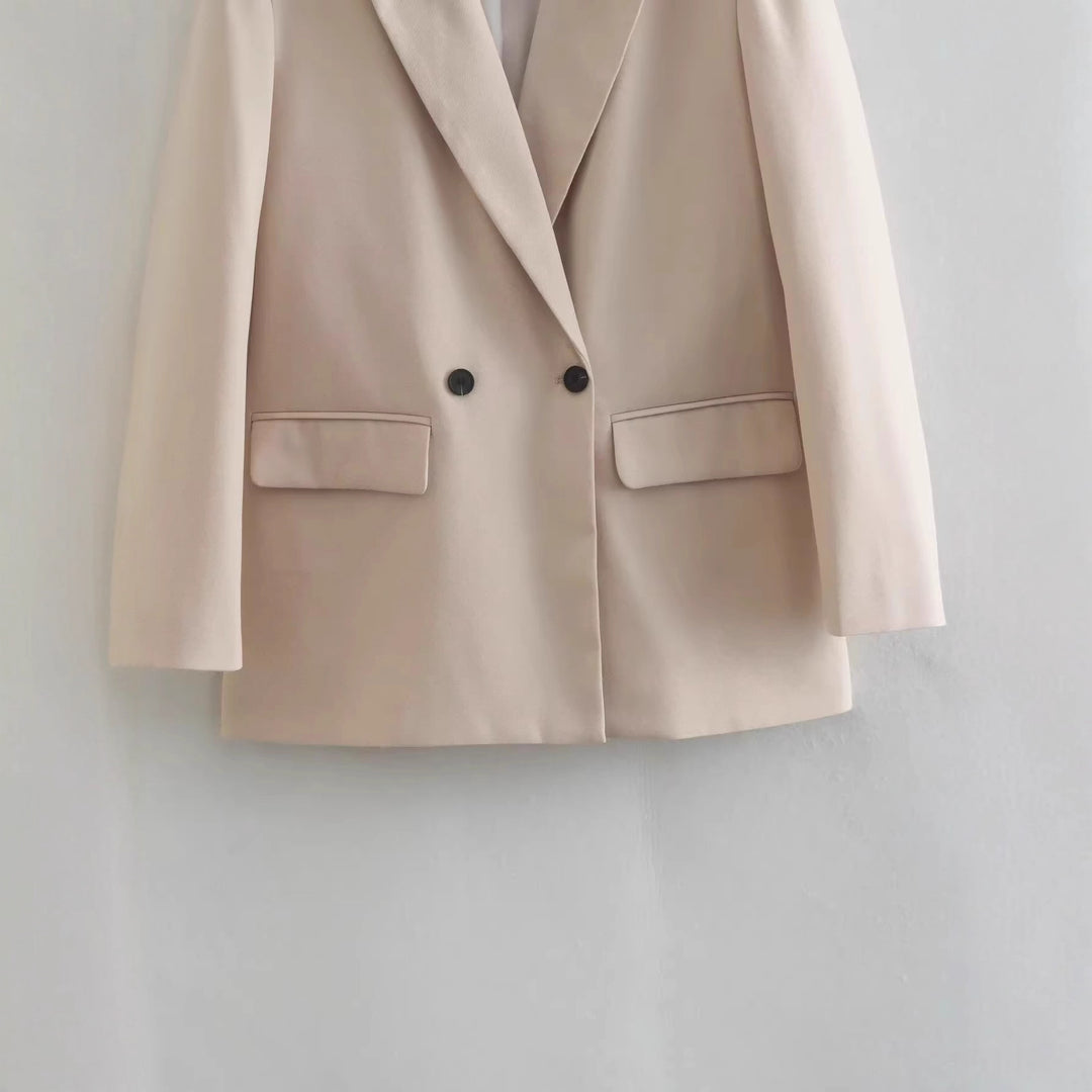Damen stilvolle Blazerjacke mit doppelter Knopfleiste und breiten Revers Drune