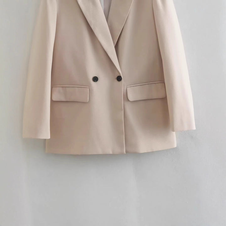 Damen stilvolle Blazerjacke mit doppelter Knopfleiste und breiten Revers Drune
