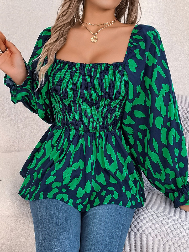 Damen Spitzen Bluse mit Bischofsärmeln und gekräuseltem Oberteil Drune