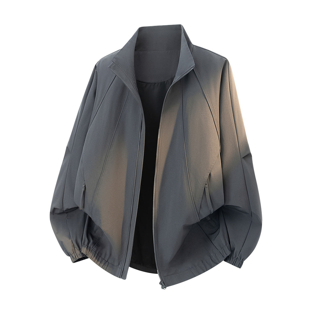 Herren Oversize-Funktionsjacke im Bomberstil mit Stehkragen, Kordelzugsaum und diagonalem Nahtdesign Drune