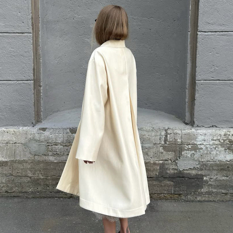 Damen Leichter Satin‑Optik Longcoat mit kastiger Oversize‑Silhouette Drune