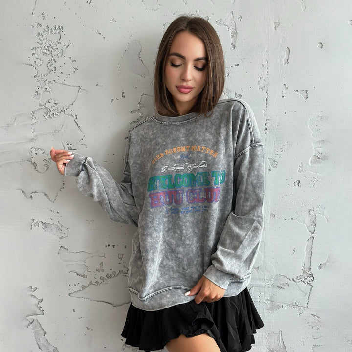 Damen lässiges Sweatshirt mit kreativem Schriftzug Drune