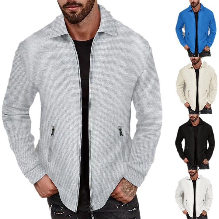 Herren modische Freizeitjacke mit strukturiertem Stoff und seitlichen Reißverschlusstaschen Drune