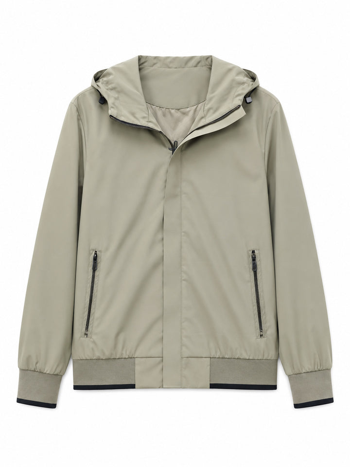 Herren Kapuzen-Blouson Leichter Windbreaker mit geripptem Saum und verdeckter Reißverschlussleiste Drune