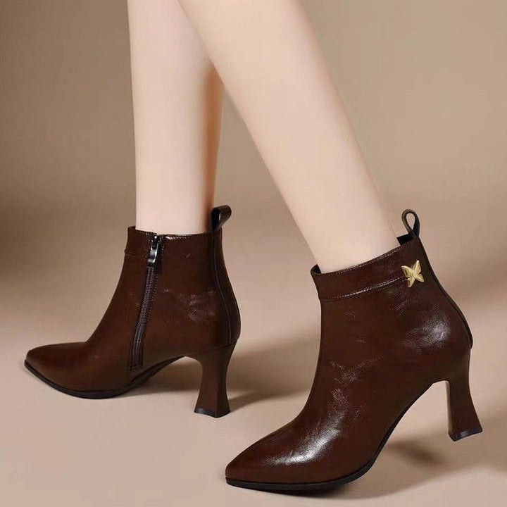 Damen Elegante Stiefeletten mit hohem Absatz und Reißverschluss Drune