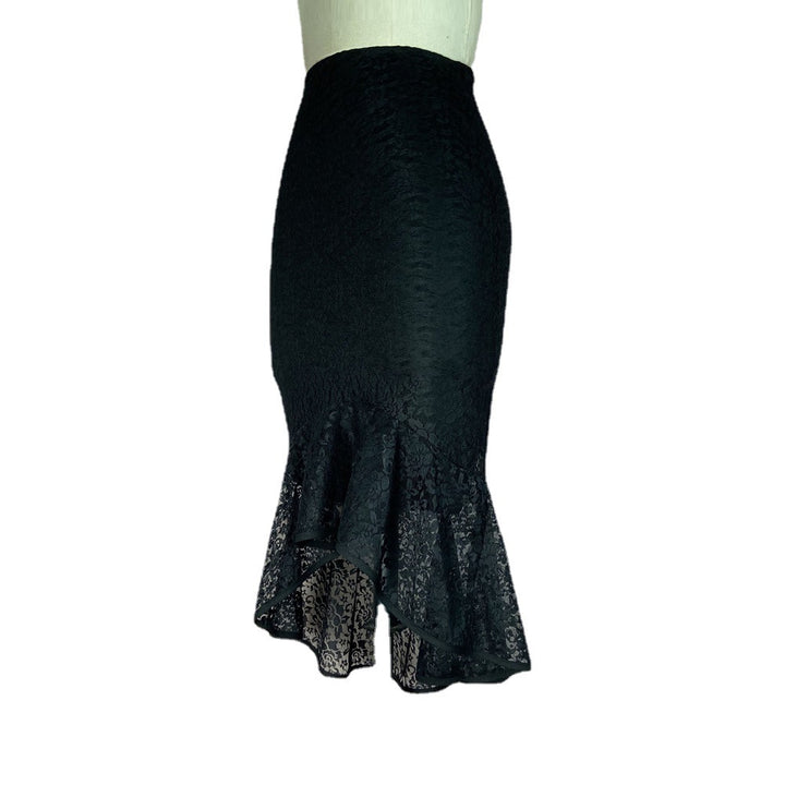 Damen eleganter Wickelrock mit filigranem Spitzenbesatz Drune