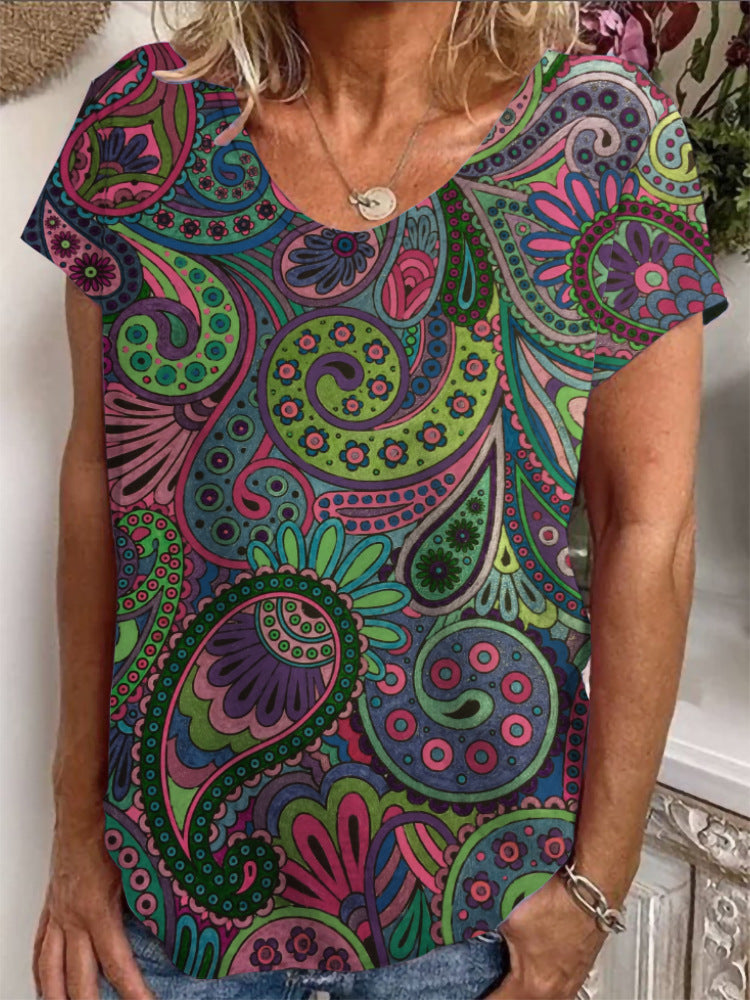 Damen Lockere Bluse mit buntem Paisleymuster Drune