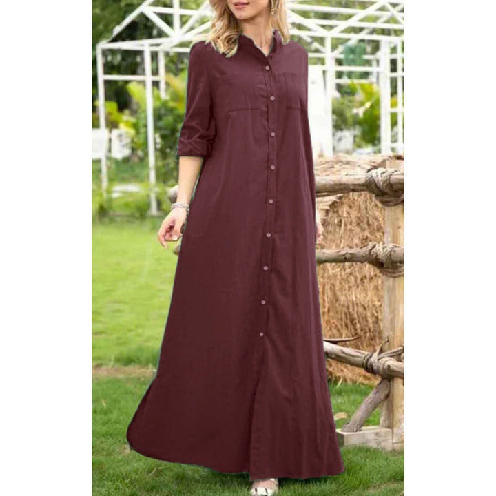 Damen Langarmhemdkleid mit Knopfdetails und raffiniertem Schnitt Drune