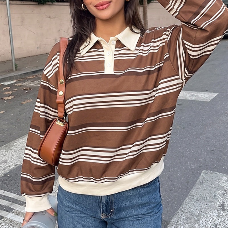 Damen Lässiger Pullover mit Polokragen Drune